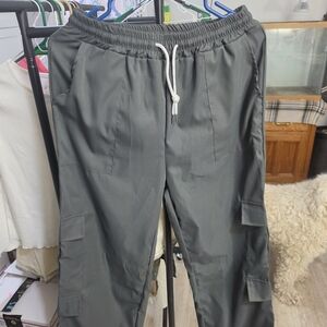 Men's Gray Cargo Drawstring Pants